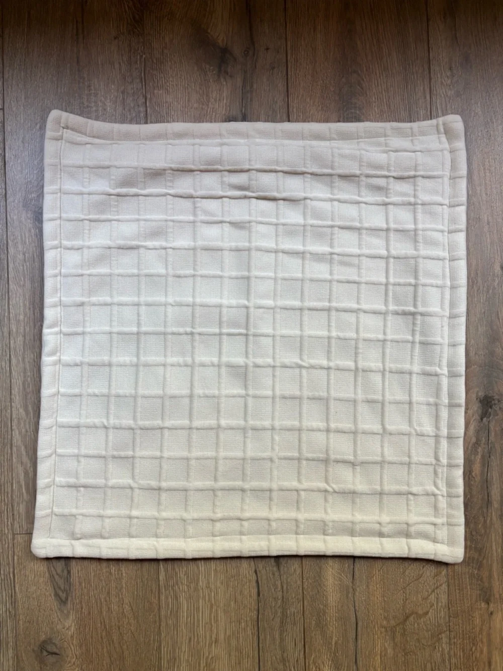 Calvin Klein Cream Quilted Square Throw Pillow Cover 22x22” Neutral